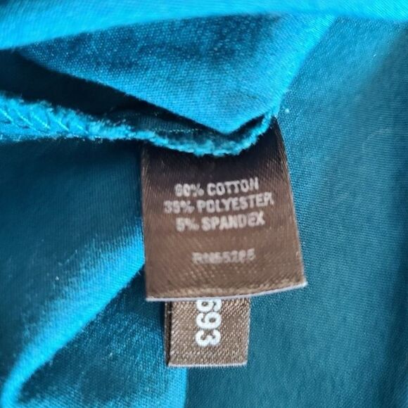 Express Design Studio Teal Blouse S – Puff Sleeve, Button Front, Fitted Waist - Picture 7 of 7